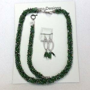 FINAL SALE PRICE OOAK Lia Rosa Designs Set in Green, Blue & Bronze